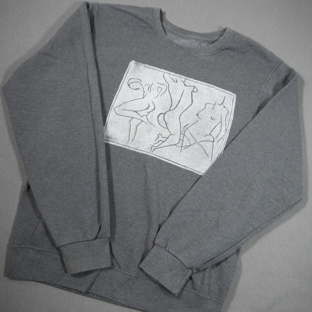 Nude Line Fine Art Graphic Sketch Men Sweatshirt S Academia Indie Figure Drawing